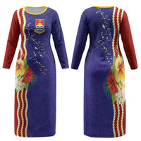 Kiribati Heritage Family Matching Long Sleeve Bodycon Dress and Hawaiian Shirt Map of the Islands and Polynesia Pattern LT03 Mom's Dress Multicolor - Polynesian Pride