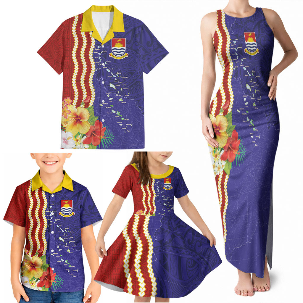 Kiribati Heritage Family Matching Tank Maxi Dress and Hawaiian Shirt Map of the Islands and Polynesia Pattern LT03 - Polynesian Pride