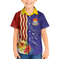 Kiribati Heritage Kid Hawaiian Shirt Map of the Islands and Polynesia Pattern
