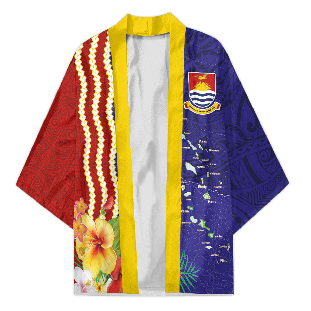 Kiribati Heritage Kimono Map of the Islands and Polynesia Pattern