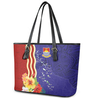 Kiribati Heritage Leather Tote Bag Map of the Islands and Polynesia Pattern