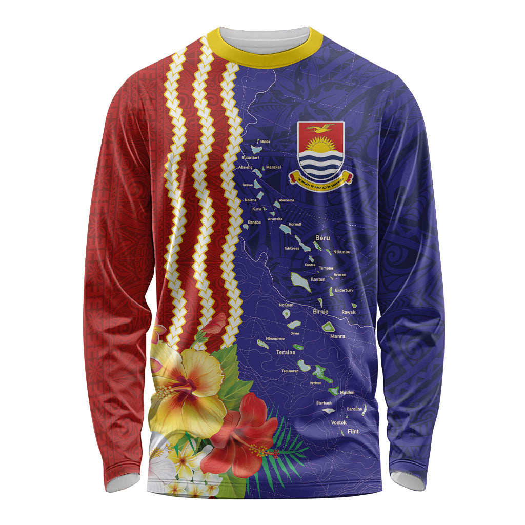 Kiribati Heritage Long Sleeve Shirt Map of the Islands and Polynesia Pattern LT03 Unisex Multicolor - Polynesian Pride