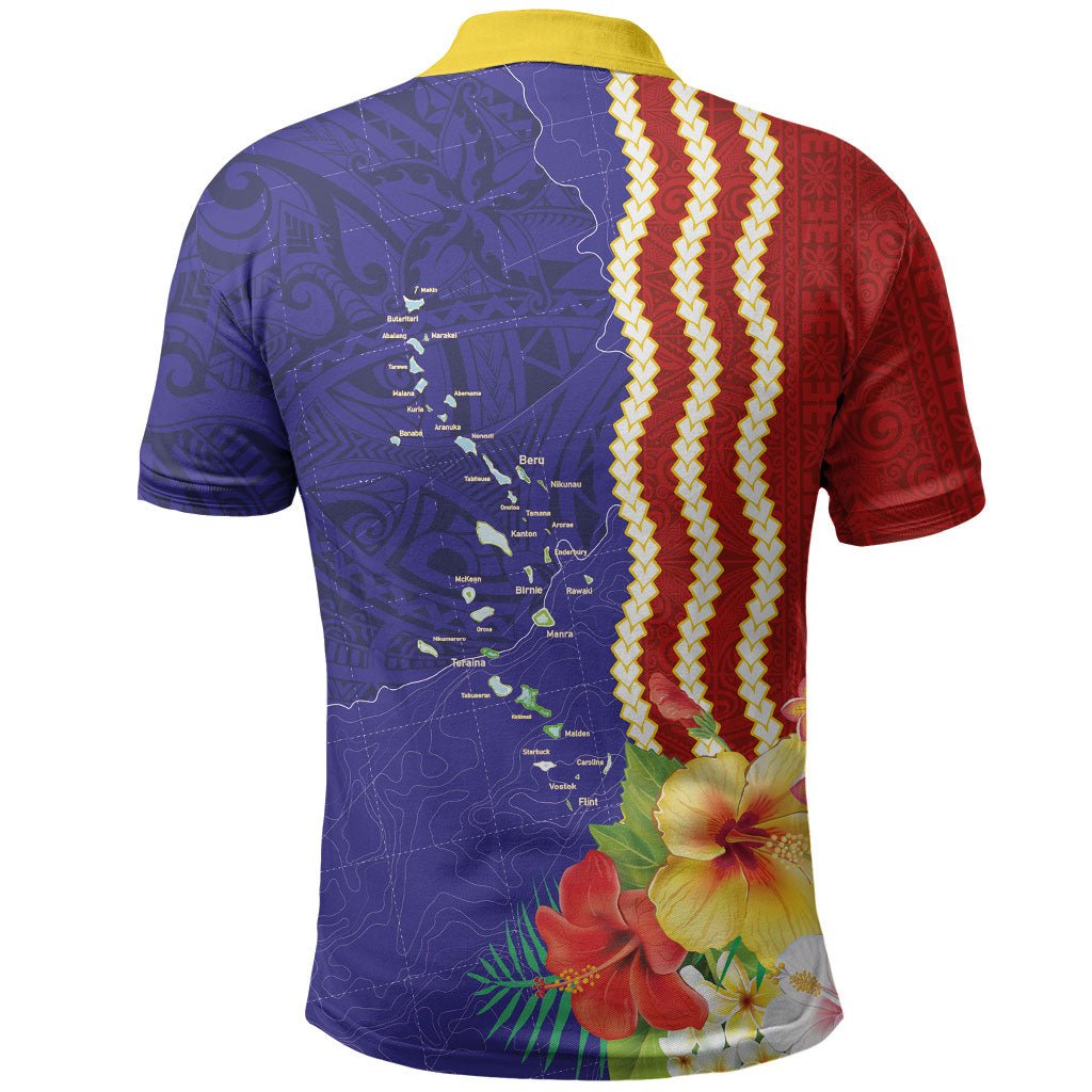 Kiribati Heritage Polo Shirt Map of the Islands and Polynesia Pattern
