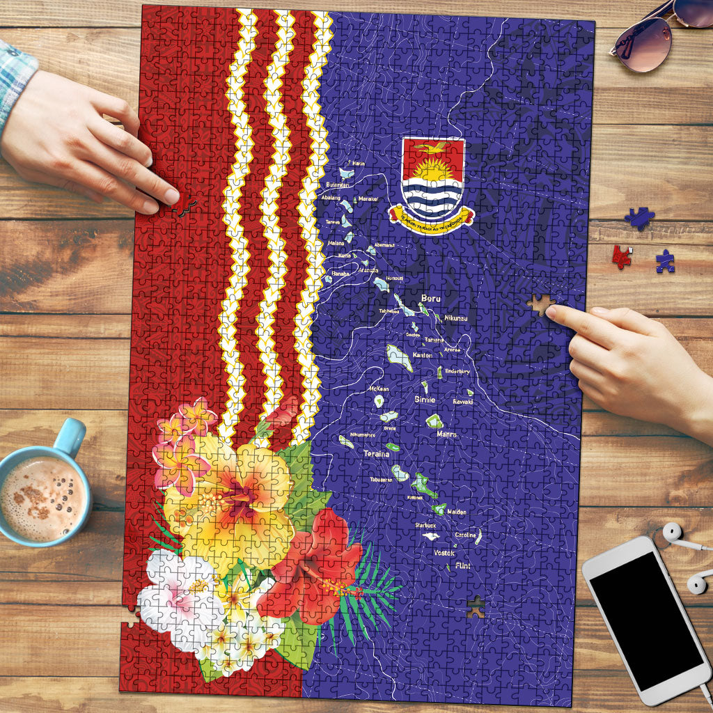 Kiribati Heritage Puzzle Map of the Islands and Polynesia Pattern LT03 Multicolor - Polynesian Pride