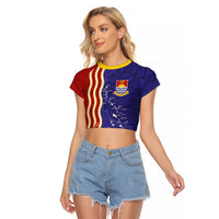 Kiribati Heritage Raglan Cropped T Shirt Map of the Islands and Polynesia Pattern