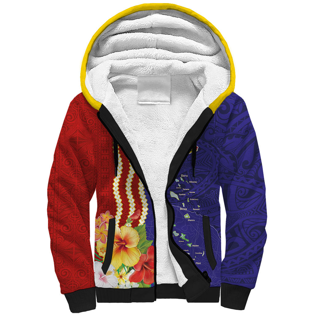 Kiribati Heritage Sherpa Hoodie Map of the Islands and Polynesia Pattern