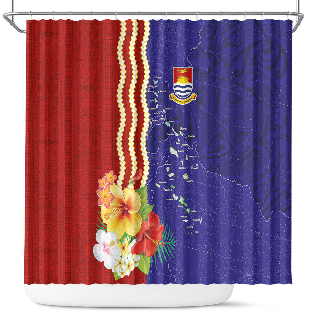 Kiribati Heritage Shower Curtain Map of the Islands and Polynesia Pattern LT03 Multicolor - Polynesian Pride