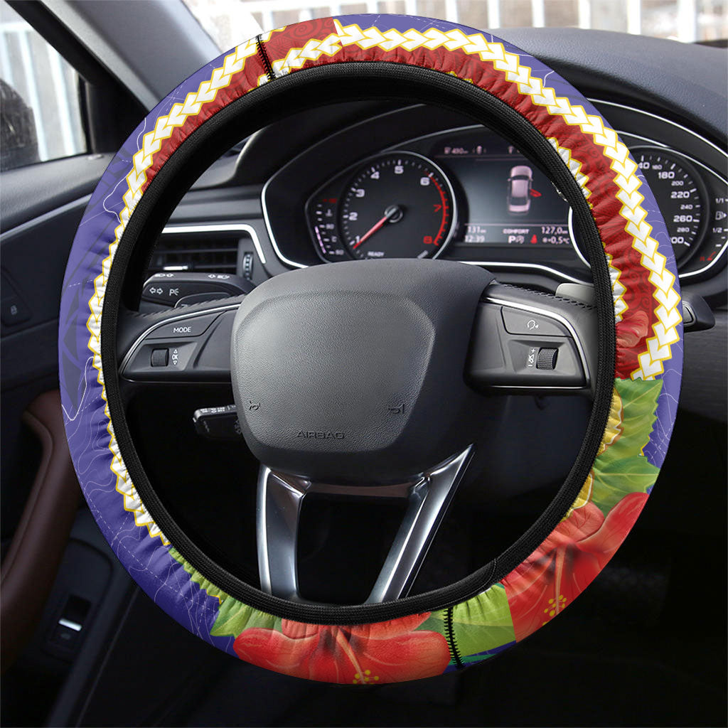 Kiribati Heritage Steering Wheel Cover Map of the Islands and Polynesia Pattern