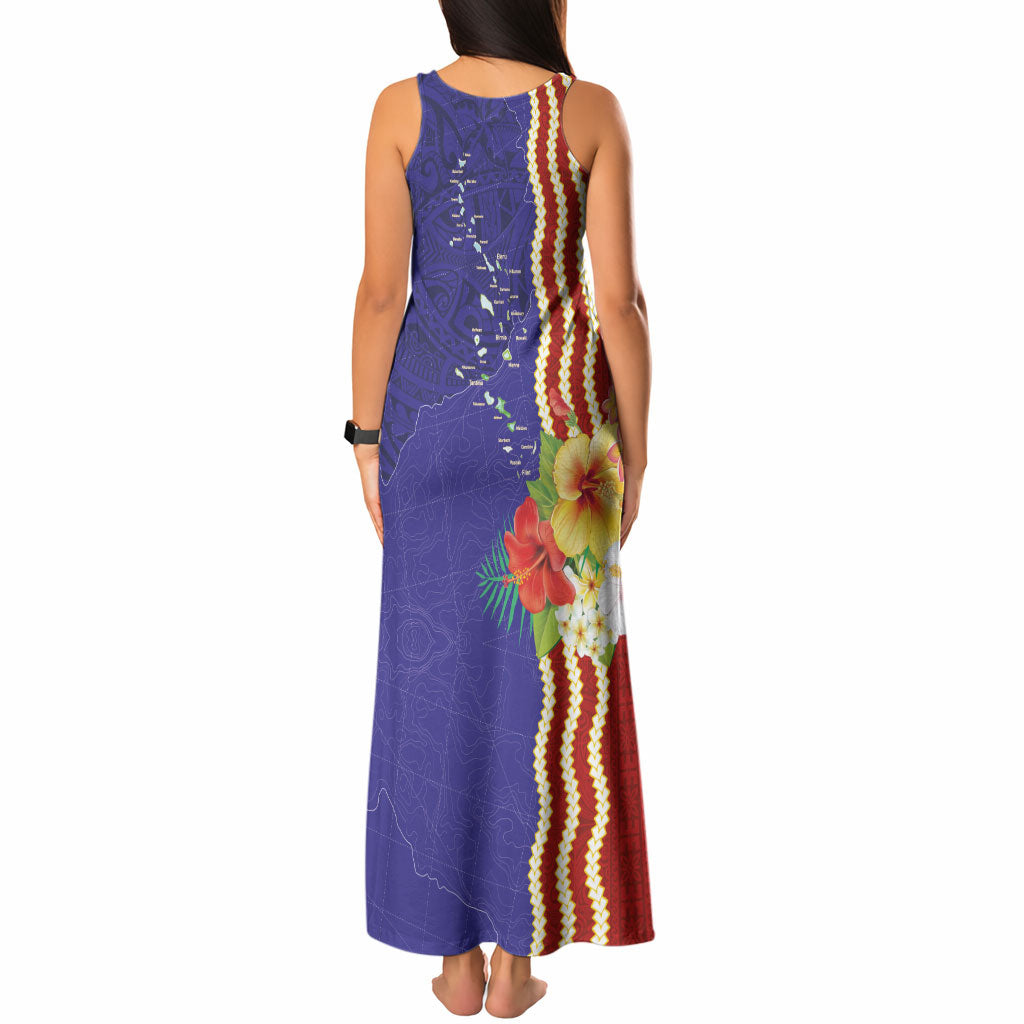 Kiribati Heritage Tank Maxi Dress Map of the Islands and Polynesia Pattern