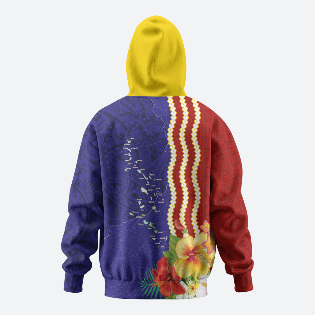 Kiribati Heritage Zip Hoodie Map of the Islands and Polynesia Pattern