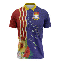 Kiribati Heritage Zipper Polo Shirt Map of the Islands and Polynesia Pattern
