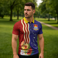 Kiribati Heritage Zipper Polo Shirt Map of the Islands and Polynesia Pattern