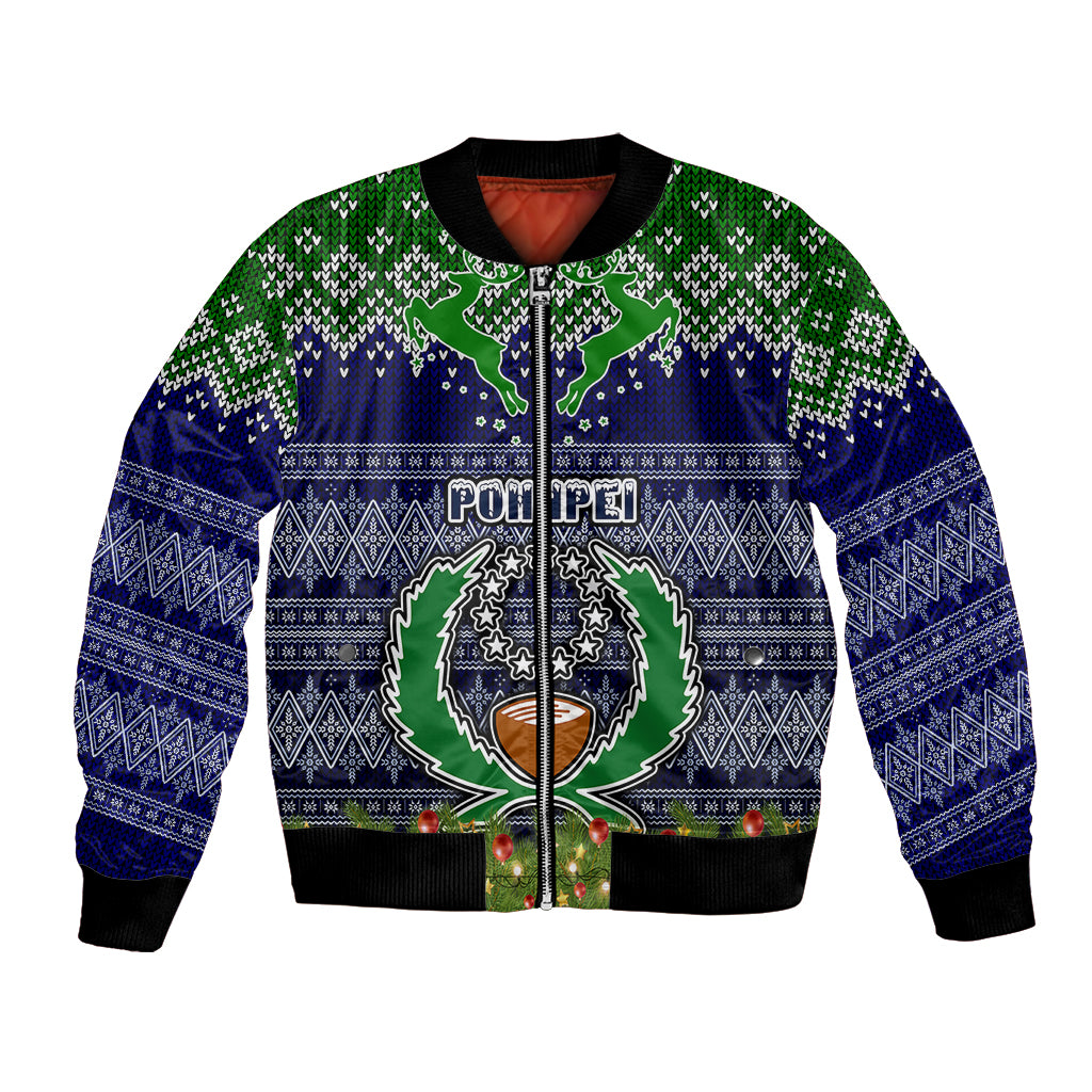 pohnpei-state-christmas-bomber-jacket-coat-of-arms-beautiful-merry-xmas-snowflake