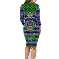 Pohnpei State Christmas Family Matching Long Sleeve Bodycon Dress and Hawaiian Shirt Coat of Arms Beautiful Merry Xmas Snowflake LT03 - Polynesian Pride