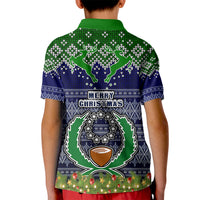 Pohnpei State Christmas Kid Polo Shirt Coat of Arms Beautiful Merry Xmas Snowflake LT03 - Polynesian Pride