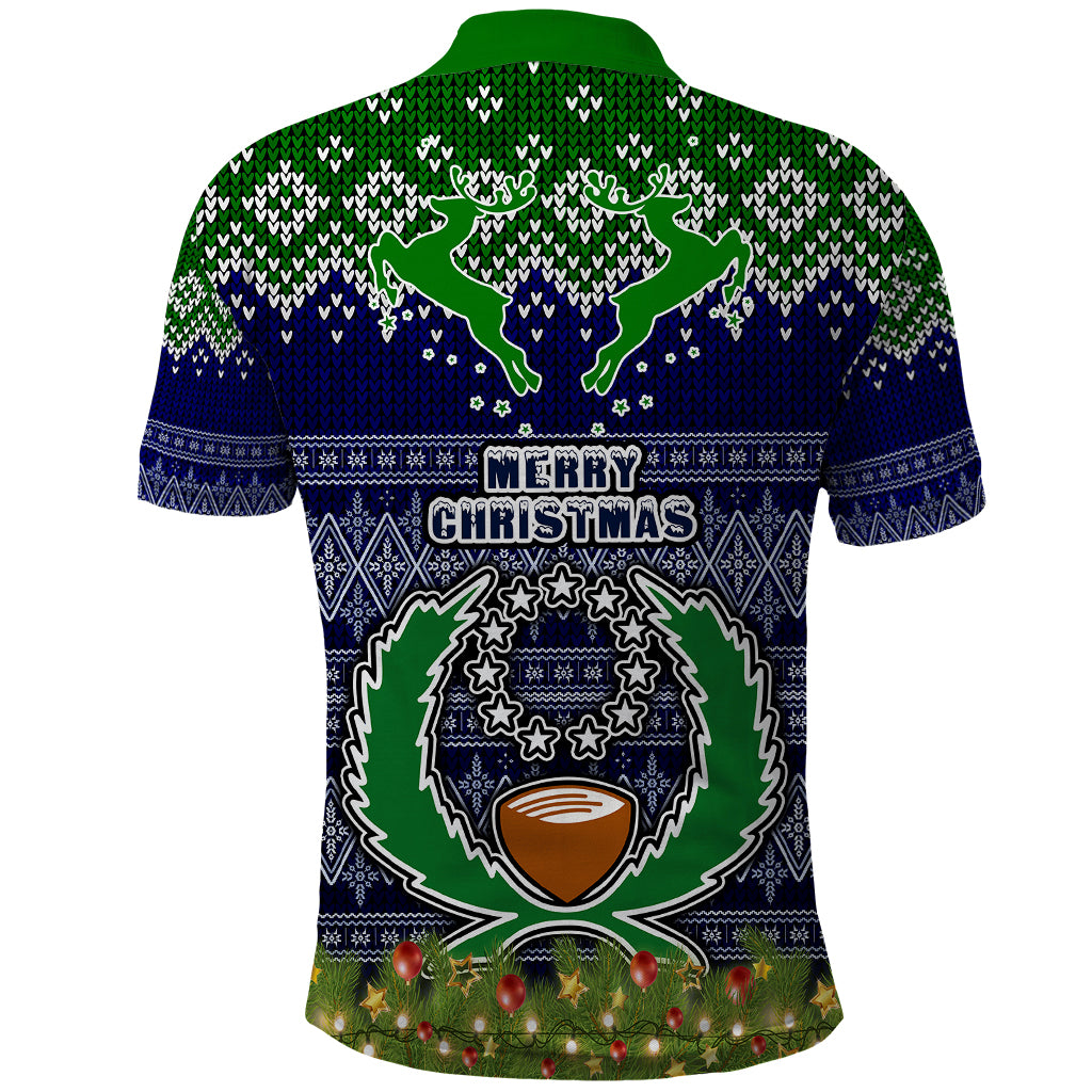 Pohnpei State Christmas Polo Shirt Coat of Arms Beautiful Merry Xmas Snowflake LT03 - Polynesian Pride