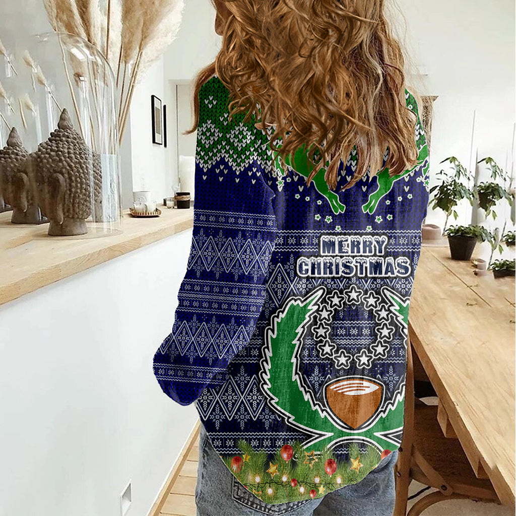 pohnpei-state-christmas-women-casual-shirt-coat-of-arms-beautiful-merry-xmas-snowflake