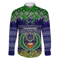 personalised-pohnpei-state-christmas-family-matching-off-shoulder-maxi-dress-and-hawaiian-shirt-coat-of-arms-beautiful-merry-xmas-snowflake