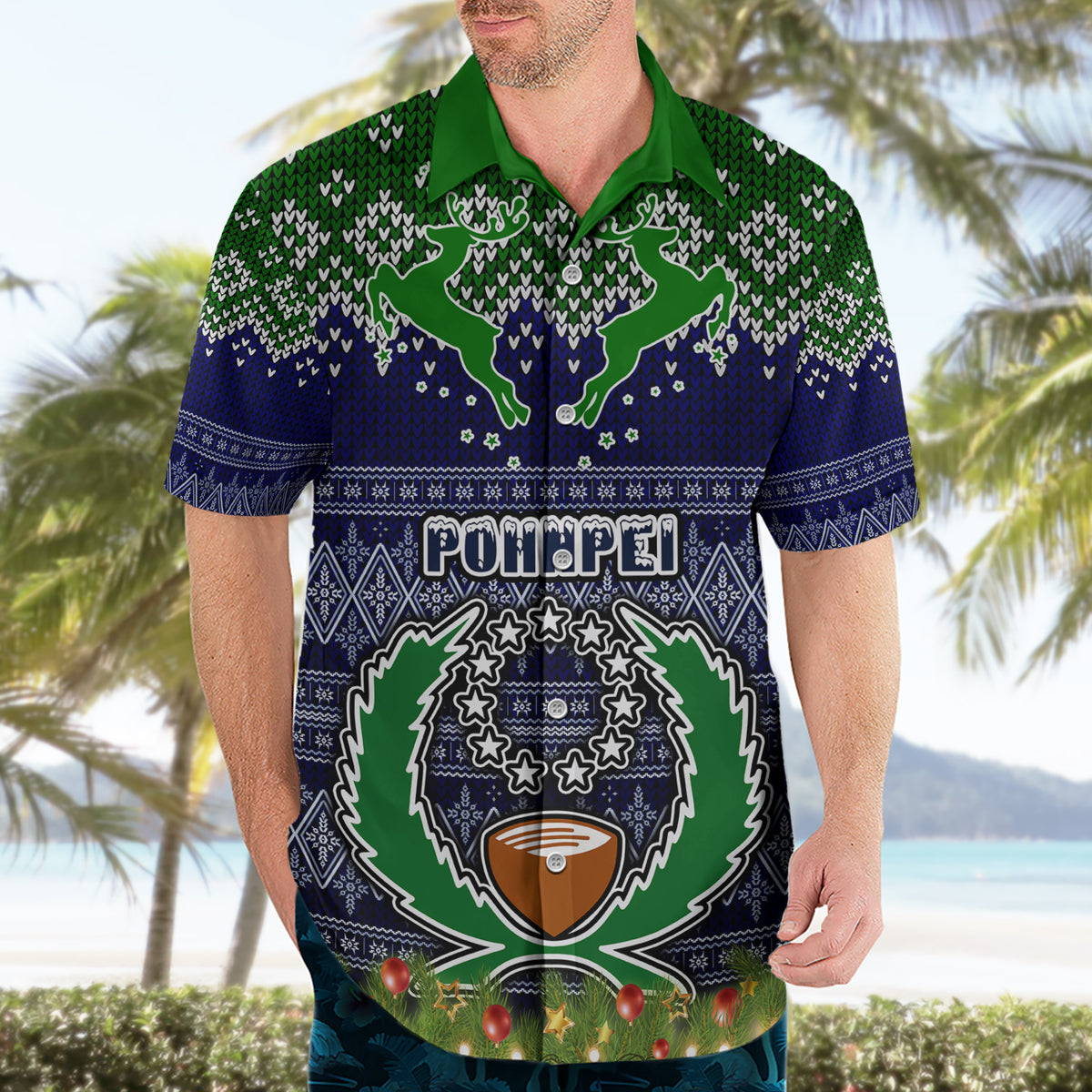 personalised-pohnpei-state-christmas-hawaiian-shirt-coat-of-arms-beautiful-merry-xmas-snowflake