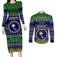 chuuk-state-christmas-couples-matching-long-sleeve-bodycon-dress-and-long-sleeve-button-shirts-coat-of-arms-beautiful-merry-xmas-snowflake