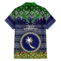 chuuk-state-christmas-family-matching-off-shoulder-short-dress-and-hawaiian-shirt-coat-of-arms-beautiful-merry-xmas-snowflake