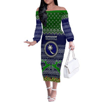 chuuk-state-christmas-off-the-shoulder-long-sleeve-dress-coat-of-arms-beautiful-merry-xmas-snowflake