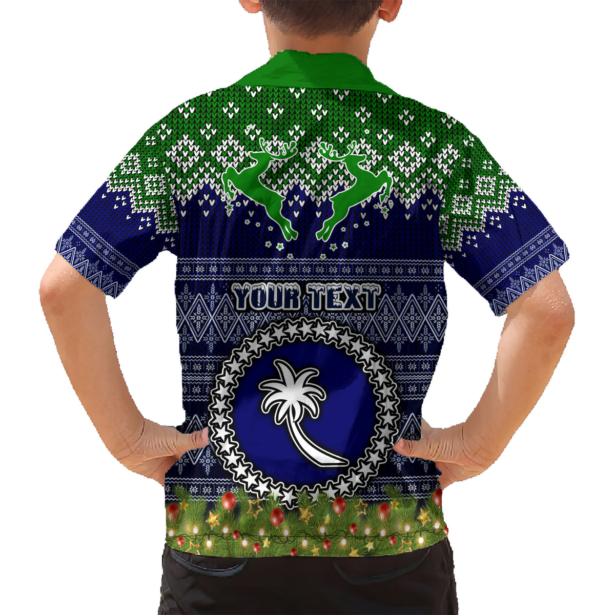 personalised-chuuk-state-christmas-kid-hawaiian-shirt-coat-of-arms-beautiful-merry-xmas-snowflake