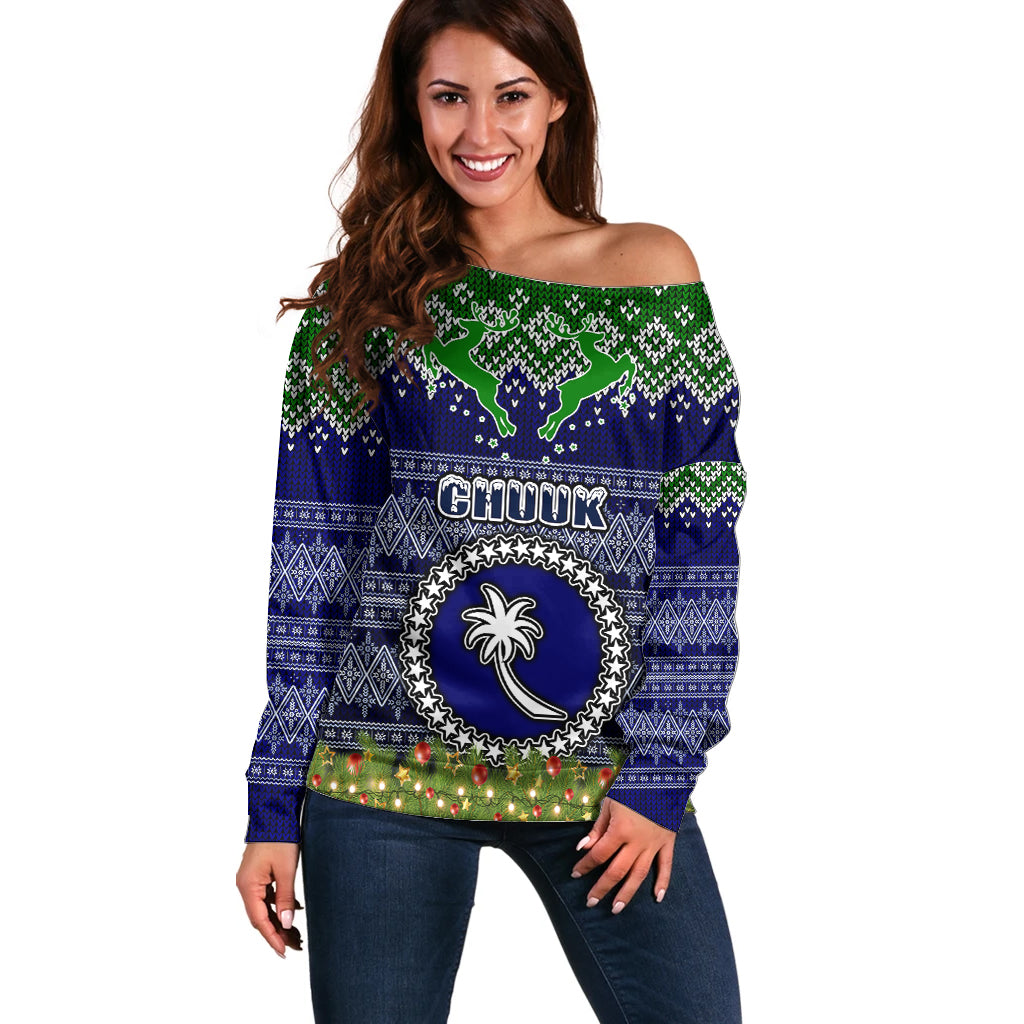 personalised-chuuk-state-christmas-off-shoulder-sweater-coat-of-arms-beautiful-merry-xmas-snowflake