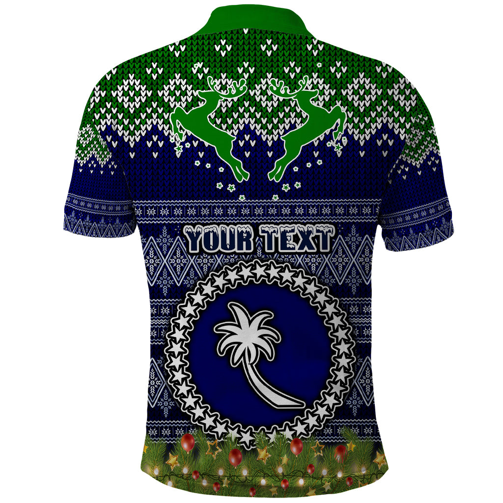Personalised Chuuk State Christmas Polo Shirt Coat of Arms Beautiful Merry Xmas Snowflake LT03 - Polynesian Pride