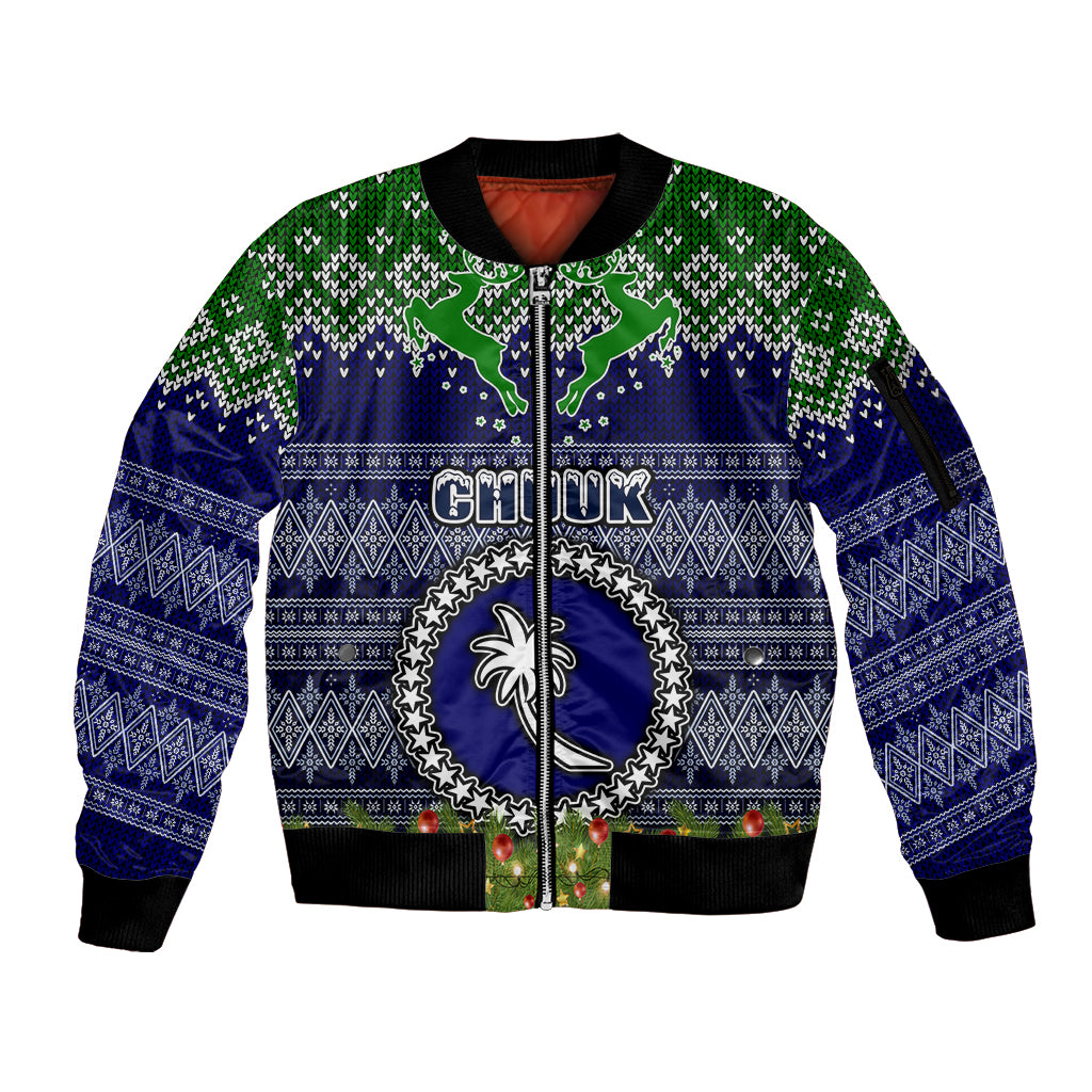 personalised-chuuk-state-christmas-sleeve-zip-bomber-jacket-coat-of-arms-beautiful-merry-xmas-snowflake