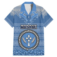 Kosrae Christmas Family Matching Mermaid Dress and Hawaiian Shirt Coat of Arms Beautiful Merry Xmas Snowflake LT03 Dad's Shirt - Short Sleeve Blue - Polynesian Pride