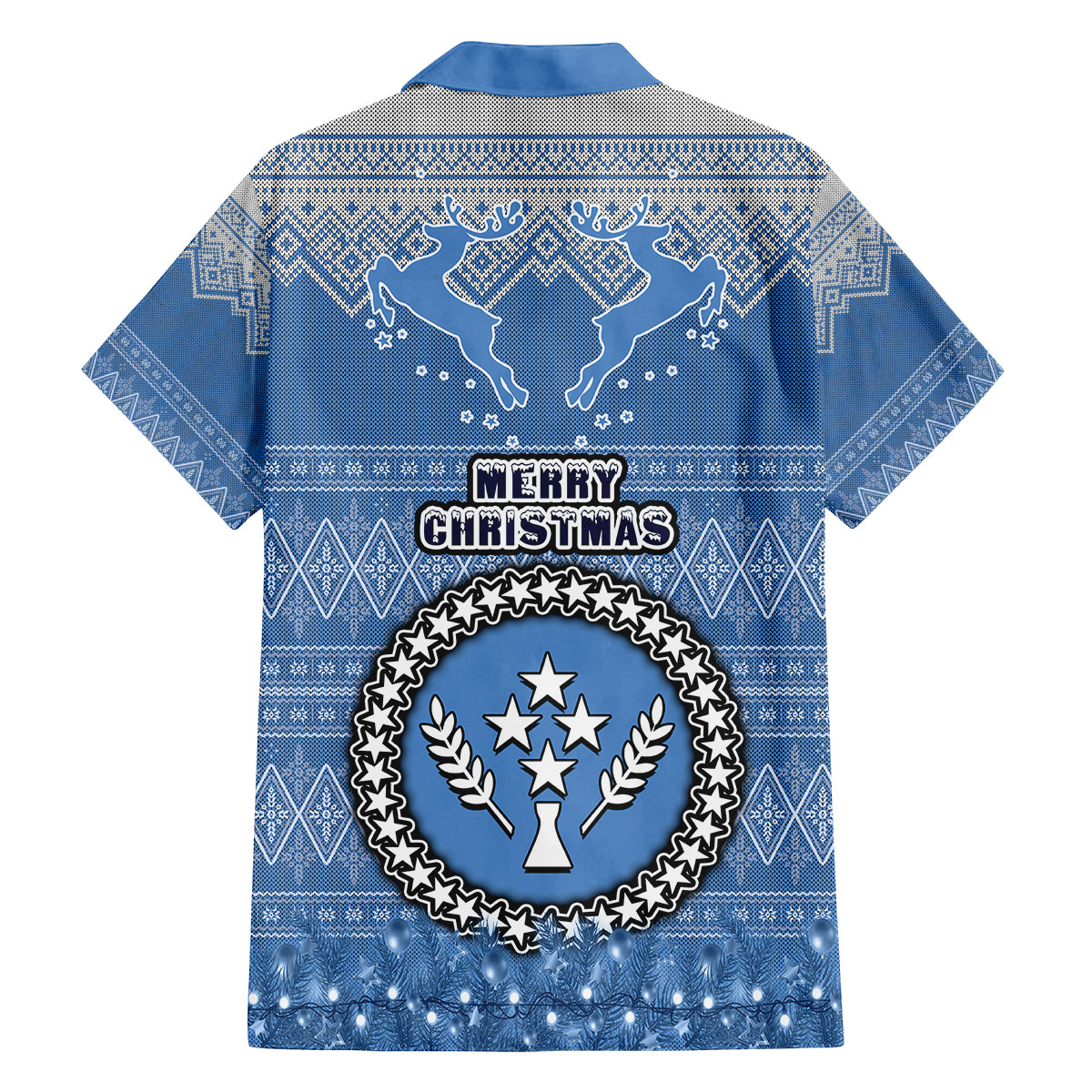 Kosrae Christmas Family Matching Puletasi Dress and Hawaiian Shirt Coat of Arms Beautiful Merry Xmas Snowflake LT03 - Polynesian Pride