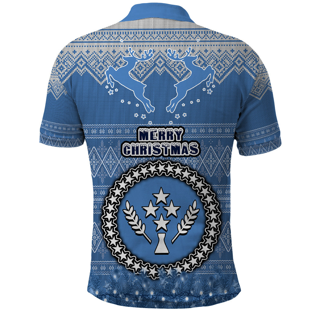 Kosrae Christmas Polo Shirt Coat of Arms Beautiful Merry Xmas Snowflake LT03 - Polynesian Pride