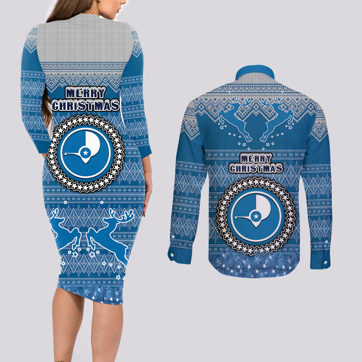 yap-christmas-couples-matching-long-sleeve-bodycon-dress-and-long-sleeve-button-shirts-coat-of-arms-beautiful-merry-xmas-snowflake