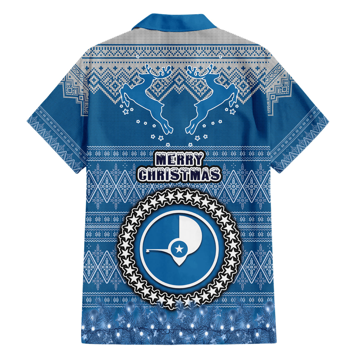 Yap Christmas Family Matching Short Sleeve Bodycon Dress and Hawaiian Shirt Coat of Arms Beautiful Merry Xmas Snowflake LT03 - Polynesian Pride