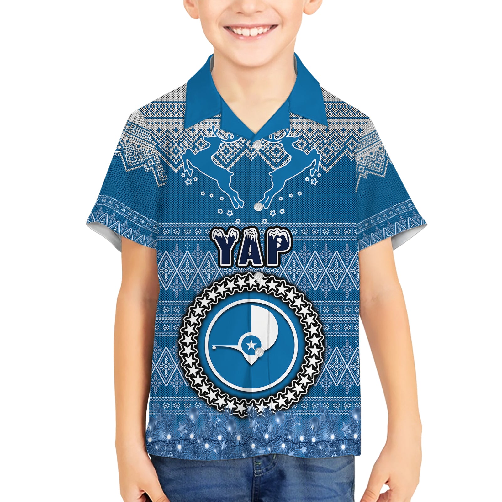yap-christmas-kid-hawaiian-shirt-coat-of-arms-beautiful-merry-xmas-snowflake