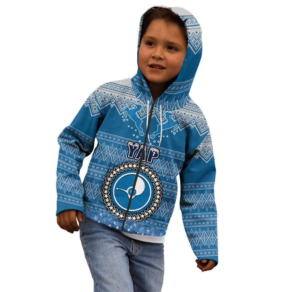 Yap Christmas Kid Hoodie Coat of Arms Beautiful Merry Xmas Snowflake LT03 - Polynesian Pride