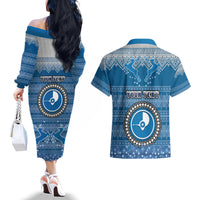 personalised-yap-christmas-couples-matching-off-the-shoulder-long-sleeve-dress-and-hawaiian-shirt-coat-of-arms-beautiful-merry-xmas-snowflake