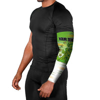Personalised Cook Islands Va'a Race Arm Sleeves Te Tatau Tattoos Sporty Style Green-White Color - Polynesian Pride