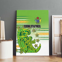 Cook Islands Va'a Race Canvas Wall Art Te Tatau Tattoos Sporty Style Green-White Color - Polynesian Pride