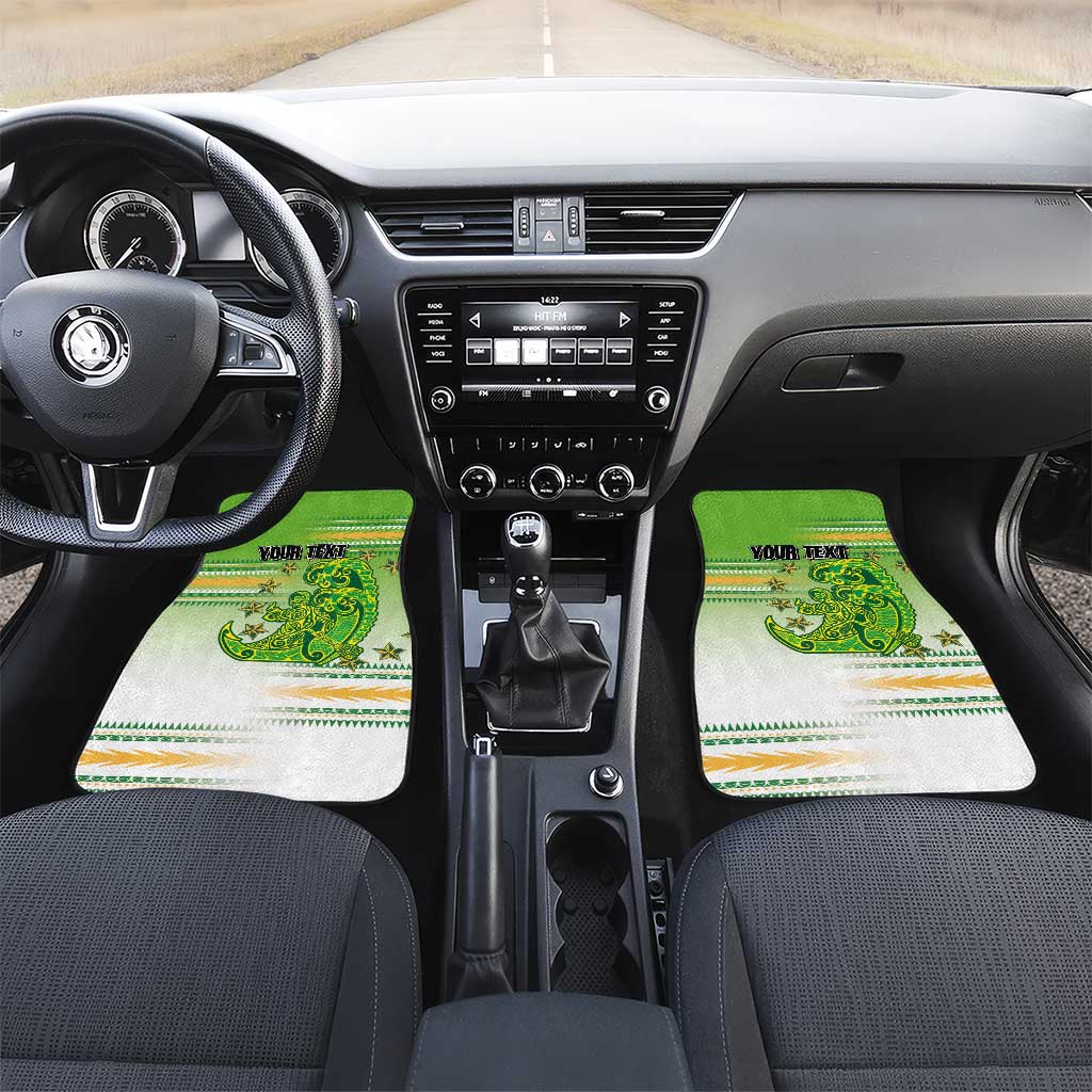 Personalised Cook Islands Va'a Race Car Mats Te Tatau Tattoos Sporty Style Green-White Color - Polynesian Pride