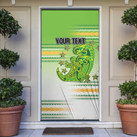 Personalised Cook Islands Va'a Race Door Cover Te Tatau Tattoos Sporty Style Green-White Color - Polynesian Pride
