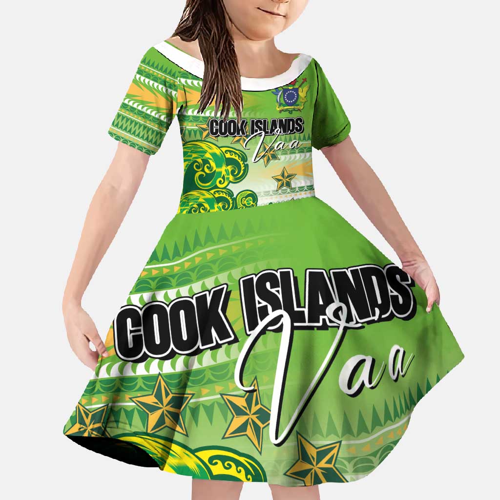 Personalised Cook Islands Va'a Race Family Matching Tank Maxi Dress and Hawaiian Shirt Te Tatau Tattoos Sporty Style Green-White Color - Polynesian Pride
