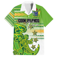 Personalised Cook Islands Va'a Race Family Matching Tank Maxi Dress and Hawaiian Shirt Te Tatau Tattoos Sporty Style Green-White Color - Polynesian Pride