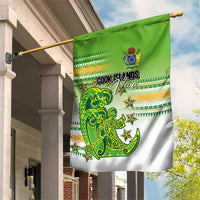 Cook Islands Va'a Race Garden Flag Te Tatau Tattoos Sporty Style Green-White Color - Polynesian Pride