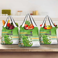 Cook Islands Va'a Race Grocery Bag Te Tatau Tattoos Sporty Style Green-White Color - Polynesian Pride