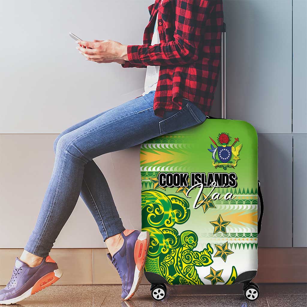 Cook Islands Va'a Race Luggage Cover Te Tatau Tattoos Sporty Style Green-White Color - Polynesian Pride