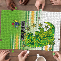 Cook Islands Va'a Race Puzzle Te Tatau Tattoos Sporty Style Green-White Color - Polynesian Pride