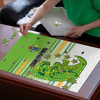 Cook Islands Va'a Race Puzzle Te Tatau Tattoos Sporty Style Green-White Color - Polynesian Pride