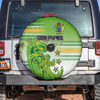 Cook Islands Va'a Race Spare Tire Cover Te Tatau Tattoos Sporty Style Green-White Color - Polynesian Pride